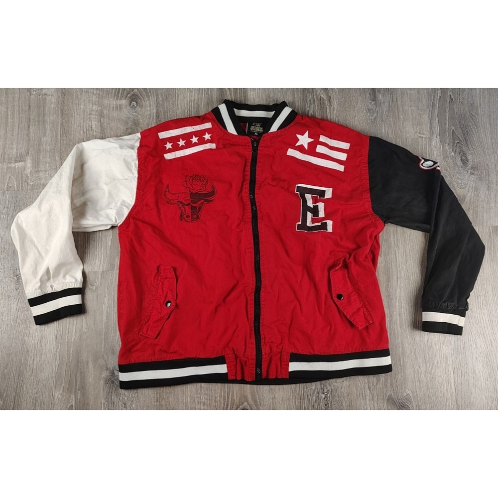 Exclusive Worldwide XL Color Block Bulls Bomber‎ Jacket Full Zip  **